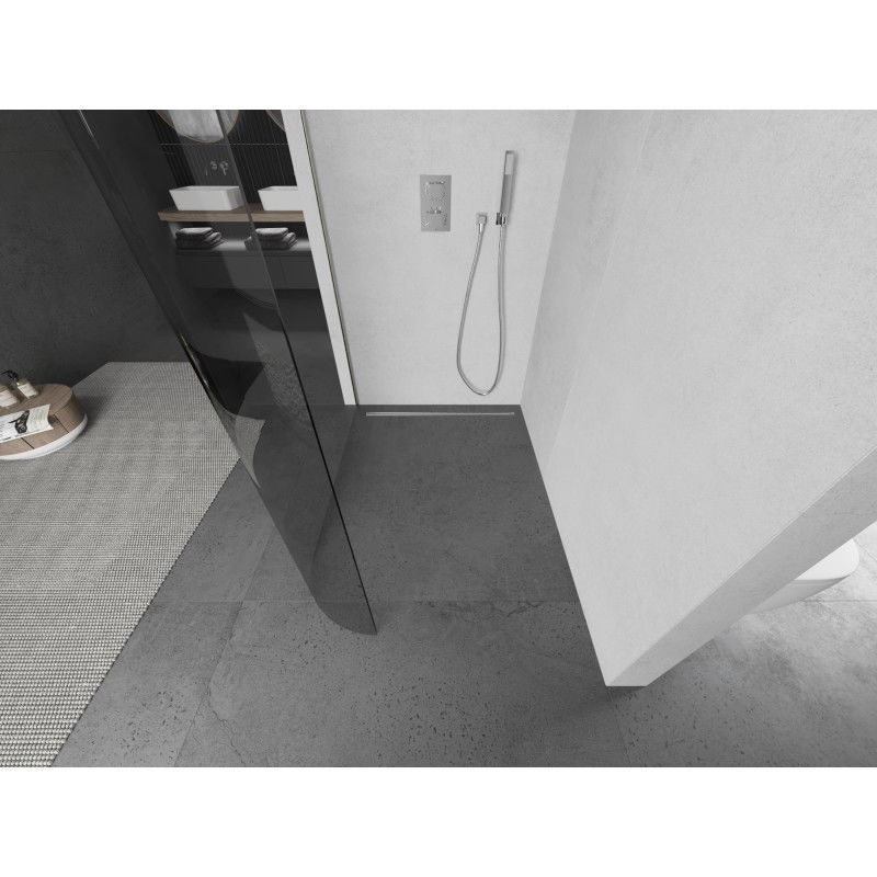Mexen Kioto-R L stěna sprchová zaoblená Walk-in 80 x 200 cm, transparentní, kartáčovaný nikl - 800-080-103-97-06