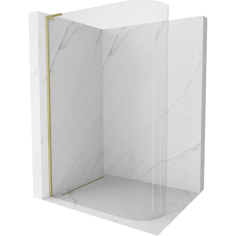 Mexen Kioto-R L zaoblená sprchová stěna Walk-in 90 x 200 cm, průhledná, zlatá kartáčovaná - 800-090-103-55-06