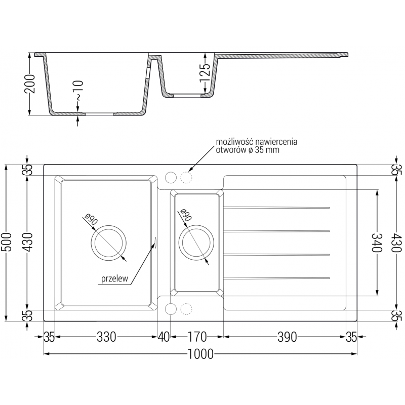 Mexen Andres žulový dřez 1,5-komorový s odkapávačem a kuchyňskou baterií Telma, bílý - 6515-20-670200-50