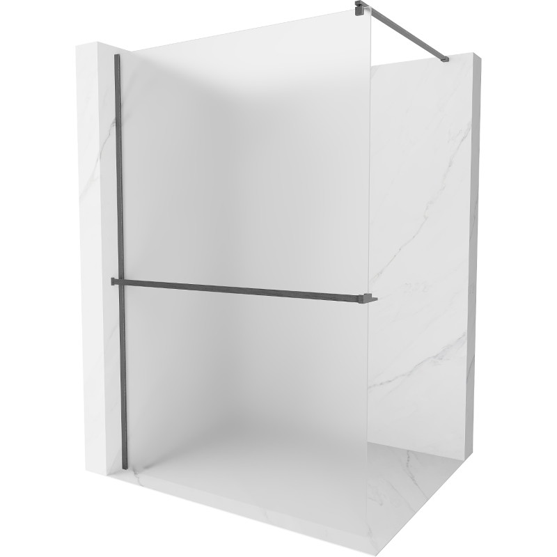 Mexen Kioto+ sprchová stěna s policí Walk-in 70 x 200 cm, matné sklo, kartáčovaná zbraňová šedá - 800-070-121-66-30