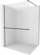 Mexen Kioto+ sprchová stěna s policí Walk-in 70 x 200 cm, matné sklo, kartáčovaná zbraňová šedá - 800-070-121-66-30