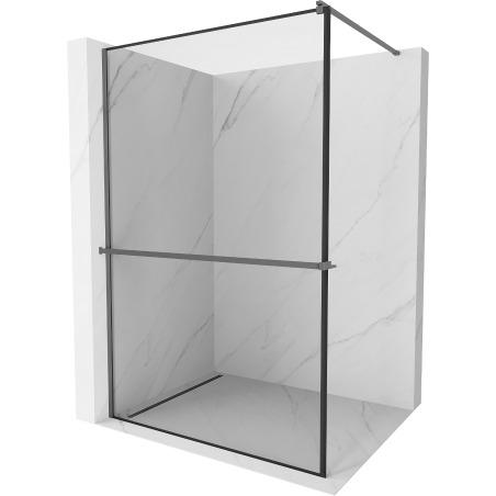 Mexen Kioto+ sprchová stěna s policí Walk-in 80 x 200 cm, černý rám, gun metal - 800-080-121-95-70