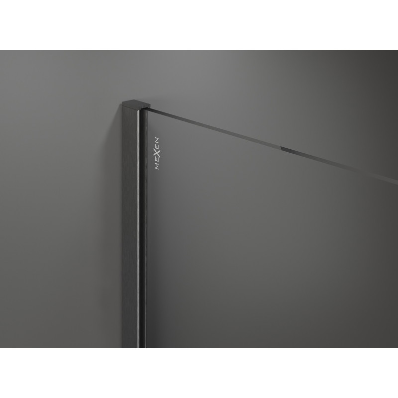 Mexen Kioto+ sprchová stěna s policí Walk-in 70 x 200 cm, matné sklo, kartáčovaná zbraňová šedá - 800-070-121-66-30