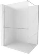 Mexen Kioto+ sprchová stěna s polici Walk-in 100 x 200 cm, mrazový sklo, kartáčovaný nikl - 800-100-121-97-30