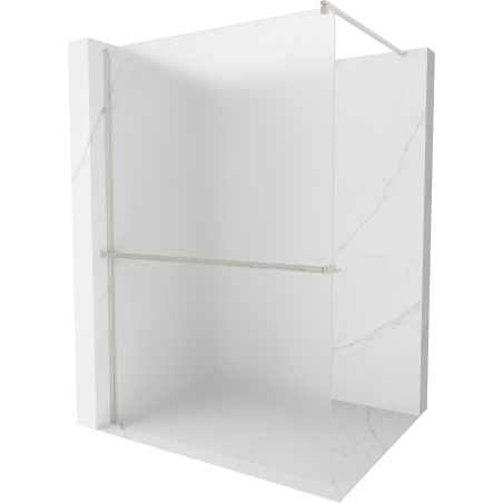 Mexen Kioto+ sprchová stěna s poličkou Walk-in 120 x 200 cm, matné sklo, kartáčovaný nikl - 800-120-121-97-30