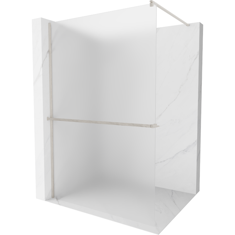 Mexen Kioto+ sprchová stěna s poličkou Walk-in 140 x 200 cm, námraza, kartáčovaný nikl - 800-140-121-97-30