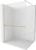 Mexen Kioto+ sprchová stěna s poličkou Walk-in 90 x 200 cm, mat, zlatá kartáčovaná - 800-090-121-55-30