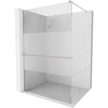 Mexen Kioto+ sprchová stěna s poličkou Walk-in 100 x 200 cm, transparentní/námraza, kartáčovaný nikl - 800-100-121-97-35