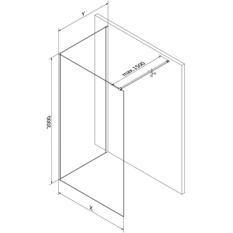Mexen Kioto sprchová stěna Walk-in 120 x 80 cm, černý rám, bílá - 800-120-212-20-70-080