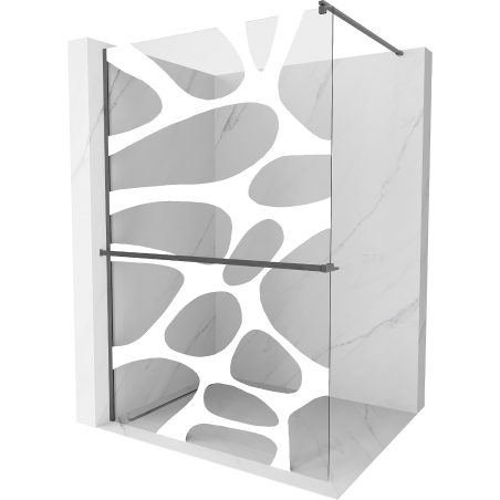 Mexen Kioto+ sprchová stěna s policí Walk-in 70 x 200 cm, bílá vlna, gun gray kartáčovaná - 800-070-121-66-97