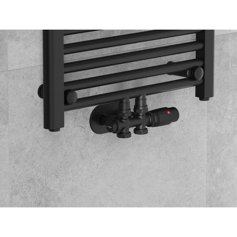 Mexen Uni-Term radiátorový ventil rohový/přímý, Duplex, DN50, černý - W908-000-70