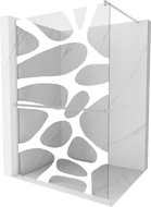 Mexen Kioto+ sprchová stěna s policí Walk-in 70 x 200 cm, bílá vlna, kartáčovaný nikl - 800-070-121-97-97