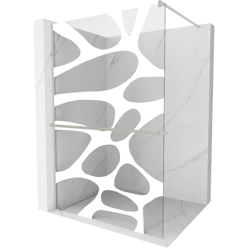 Mexen Kioto+ sprchová stěna s policí Walk-in 100 x 200 cm, bílá vlna, kartáčovaný nikl - 800-100-121-97-97