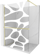 Mexen Kioto+ sprchová stěna s policí Walk-in 70 x 200 cm, bílá vlna, zlatá kartáčovaná - 800-070-121-55-97