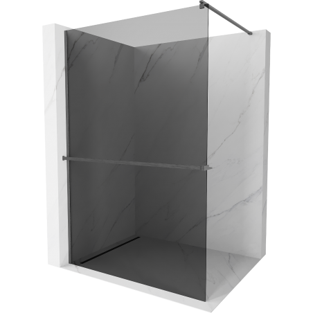 Mexen Kioto+ sprchová stěna s poličkou Walk-in 110 x 200 cm, grafit, gun gray kartáčovaný - 800-110-121-66-40