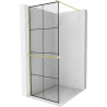 Mexen Kioto+ sprchová stěna s policí Walk-in 80 x 200 cm, černá mřížka, zlato kartáčovaná - 800-080-121-55-77