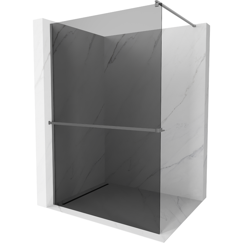 Mexen Kioto+ sprchová stěna s policí Walk-in 90 x 200 cm, grafit, gun metal - 800-090-121-95-40