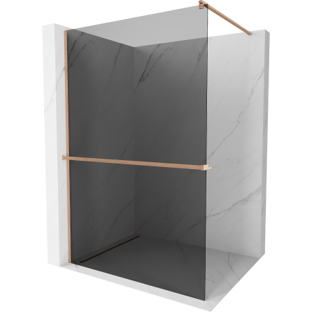 Mexen Kioto+ sprchová stěna s policí Walk-in 110 x 200 cm, grafit, kartáčovaná měď - 800-110-121-65-40