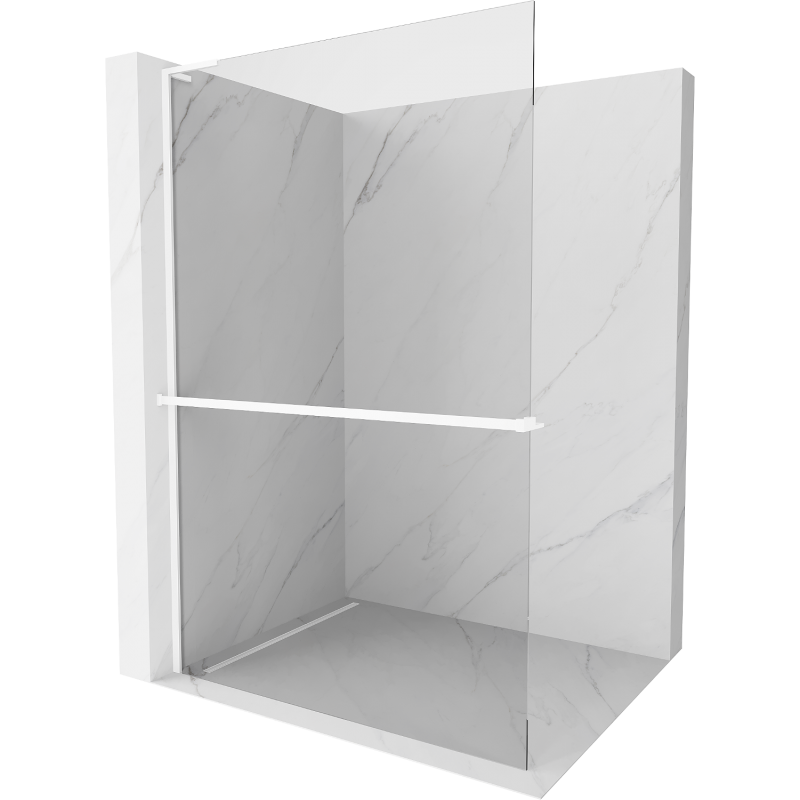 Mexen Kioto+ L sprchová stěna s poličkou Walk-in 110 x 200 cm, transparentní, bílá - 800-110-123-20-00