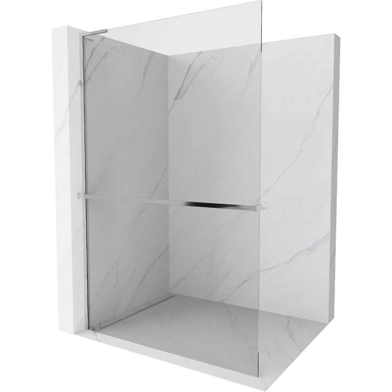 Mexen Kioto+ L sprchová stěna s poličkou Walk-in 115 x 200 cm, transparentní, chrom - 800-115-123-01-00