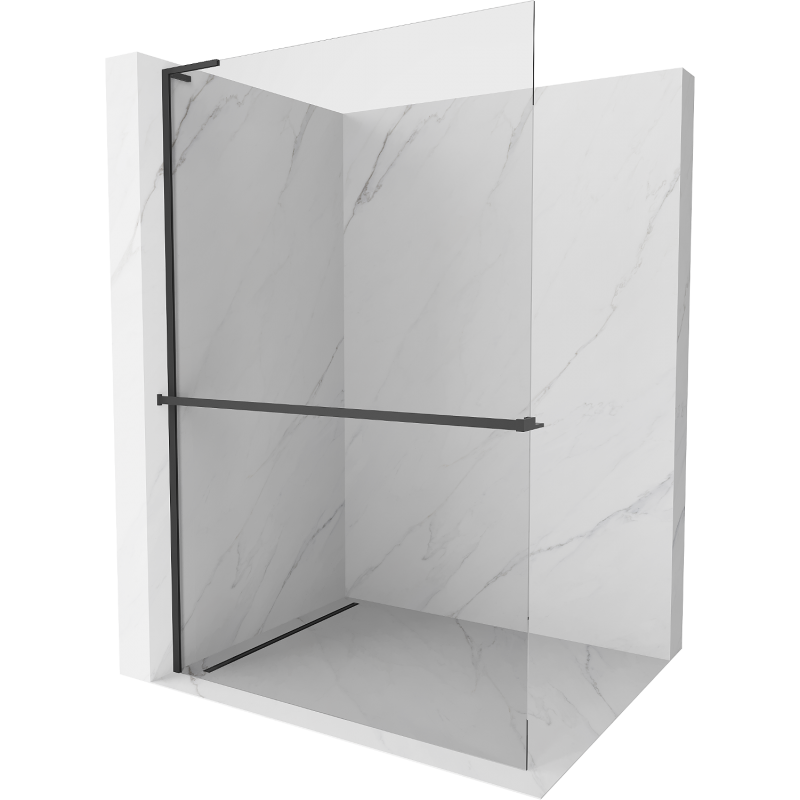 Mexen Kioto+ L sprchová stěna s policí Walk-in 100 x 200 cm, transparentní, černá - 800-100-123-70-00