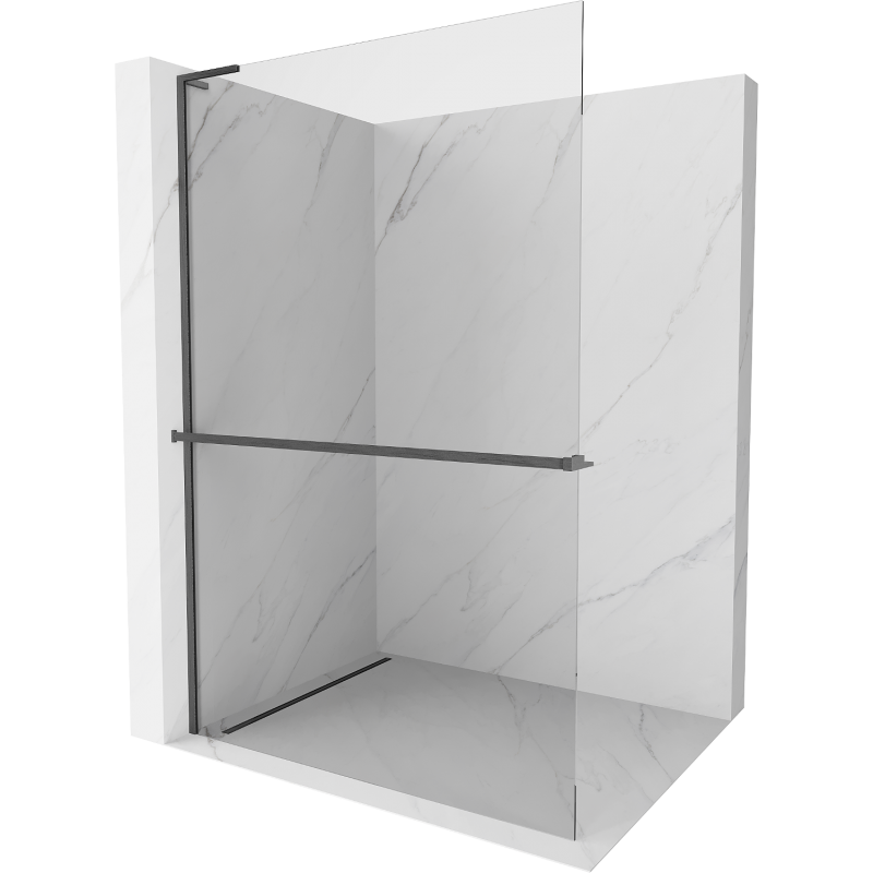 Mexen Kioto+ L sprchová zástěna s policí Walk-in 80 x 200 cm, transparentní, kartáčovaná gun gray - 800-080-123-66-00