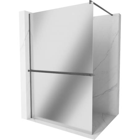 Mexen Kioto+ sprchová stěna s policí Walk-in 70 x 200 cm, zrcadlo, kartáčovaná zbraňově šedá - 800-070-121-66-50