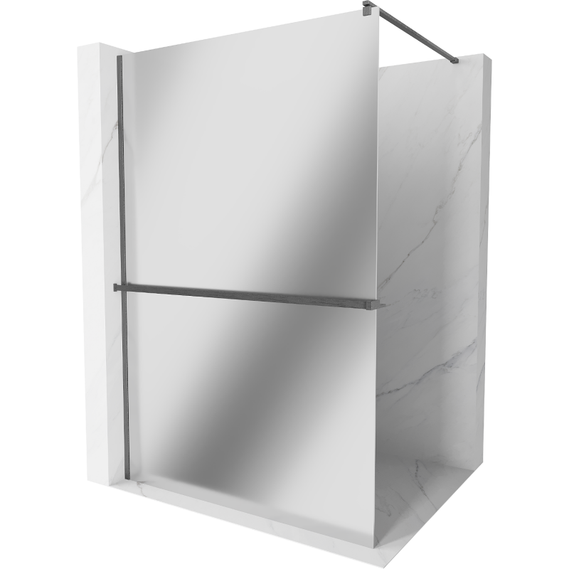 Mexen Kioto+ sprchová stěna s policí Walk-in 100 x 200 cm, zrcadlo, kartáčovaná šedá - 800-100-121-66-50