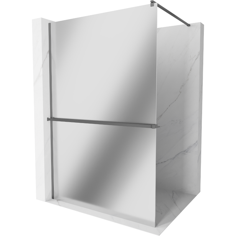 Mexen Kioto+ sprchová stěna s poličkou Walk-in 130 x 200 cm, zrcadlo, gun metal - 800-130-121-95-50