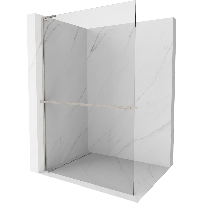 Mexen Kioto+ L sprchová stěna s policí Walk-in 100 x 200 cm, transparentní, kartáčovaný nikl - 800-100-123-97-00