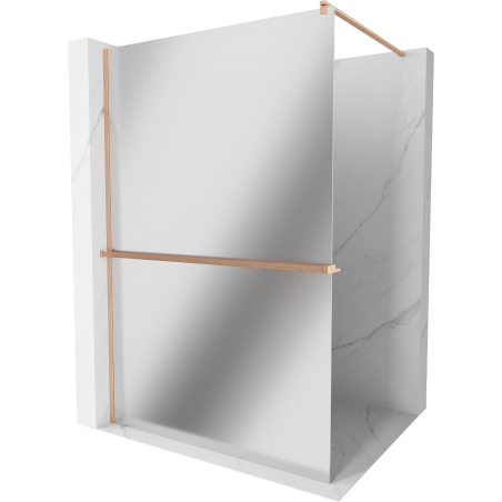 Mexen Kioto+ sprchová zástěna s policí Walk-in 80 x 200 cm, zrcadlo, kartáčovaná měď - 800-080-121-65-50