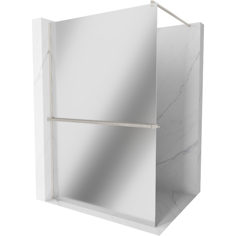 Mexen Kioto+ sprchová zástěna s poličkou Walk-in 100 x 200 cm, zrcadlo, kartáčovaný nikl - 800-100-121-97-50