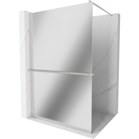 Mexen Kioto+ sprchová zástěna s poličkou Walk-in 100 x 200 cm, zrcadlo, kartáčovaný nikl - 800-100-121-97-50