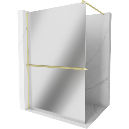 Mexen Kioto+ sprchová stěna s poličkou Walk-in 90 x 200 cm, zrcadlo, zlato kartáčované - 800-090-121-55-50