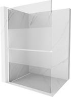 Mexen Kioto+ L sprchová stěna s poličkou Walk-in 80 x 200 cm, průhledná/matná, bílá - 800-080-123-20-35