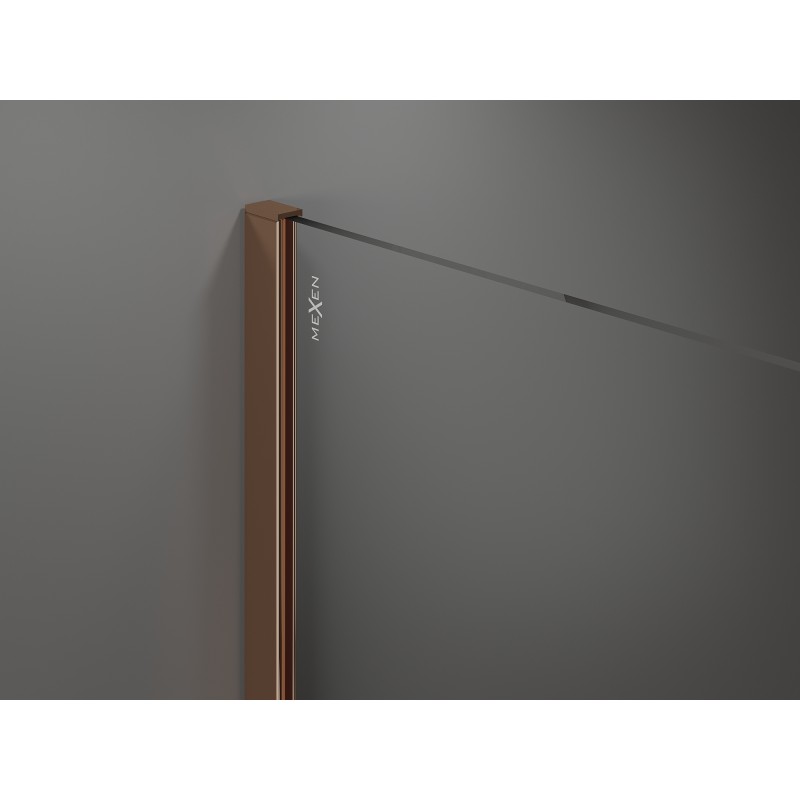 Mexen Kioto sprchová stěna Walk-in 120 x 200 cm, černý rám 8 mm, růžové zlato - 800-120-101-60-70