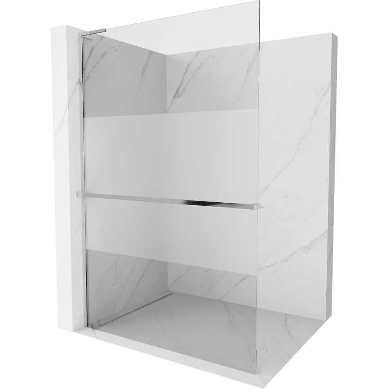 Mexen Kioto+ L sprchová zástěna s policí Walk-in 120 x 200 cm, transparentní/mat, chrom - 800-120-123-01-35