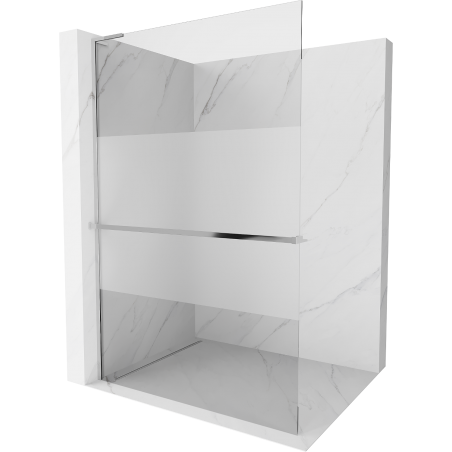 Mexen Kioto+ L sprchová zástěna s policí Walk-in 120 x 200 cm, transparentní/mat, chrom - 800-120-123-01-35