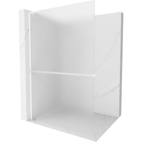 Mexen Kioto+ L sprchová stěna s policí Walk-in 120 x 200 cm, matná, bílá - 800-120-123-20-30