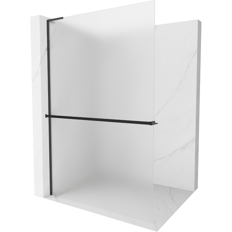 Mexen Kioto+ L sprchová stěna s policí Walk-in 120 x 200 cm, matné sklo, černá - 800-120-123-70-30