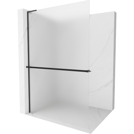 Mexen Kioto+ L sprchová stěna s policí Walk-in 120 x 200 cm, matné sklo, černá - 800-120-123-70-30