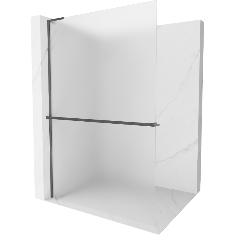 Mexen Kioto+ L sprchová stěna s poličkou Walk-in 90 x 200 cm, námraza, gun gray kartáčovaný - 800-090-123-66-30