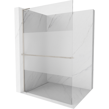 Mexen Kioto+ L sprchová zástěna s policí Walk-in 80 x 200 cm, čirý/mlžený, kartáčovaný nikl - 800-080-123-97-35