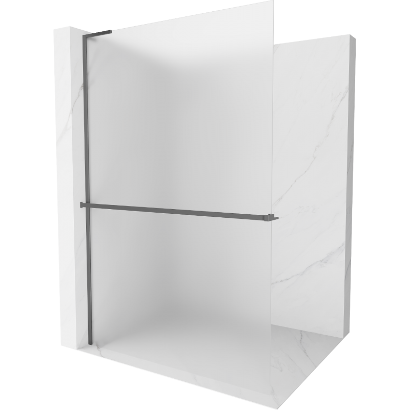 Mexen Kioto+ L sprchová stěna s poličkou Walk-in 110 x 200 cm, matné sklo, gun metal - 800-110-123-95-30