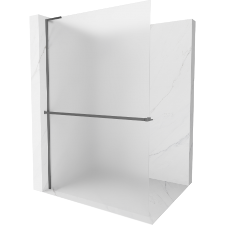 Mexen Kioto+ L sprchová stěna s policí Walk-in 80 x 200 cm, mat, gun metal - 800-080-123-95-30