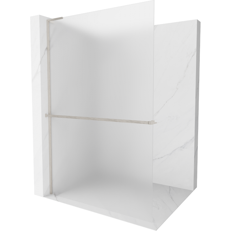 Mexen Kioto+ L čistění stěna se sprchovou policí Walk-in 120 x 200 cm, mraz, kartáčovaný nikl - 800-120-123-97-30