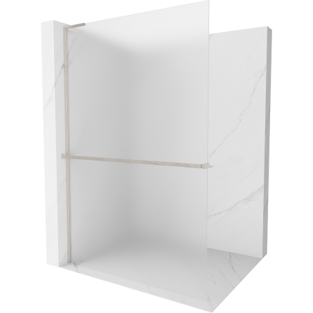 Mexen Kioto+ L sprchová stěna s poličkou Walk-in 110 x 200 cm, námraza, kartáčovaný nikl - 800-110-123-97-30