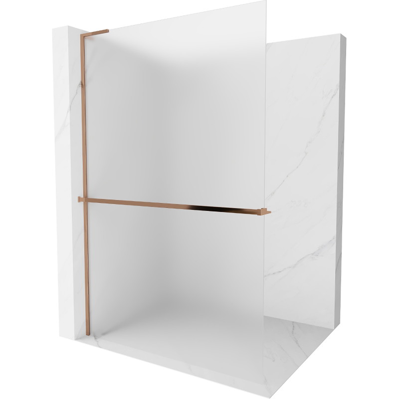 Mexen Kioto+ L sprchová stěna s poličkou Walk-in 90 x 200 cm, námraza, růžové zlato - 800-090-123-60-30