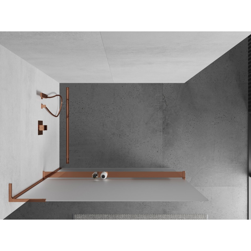 Mexen Kioto+ L sprchová stěna s poličkou Walk-in 90 x 200 cm, námraza, růžové zlato - 800-090-123-60-30