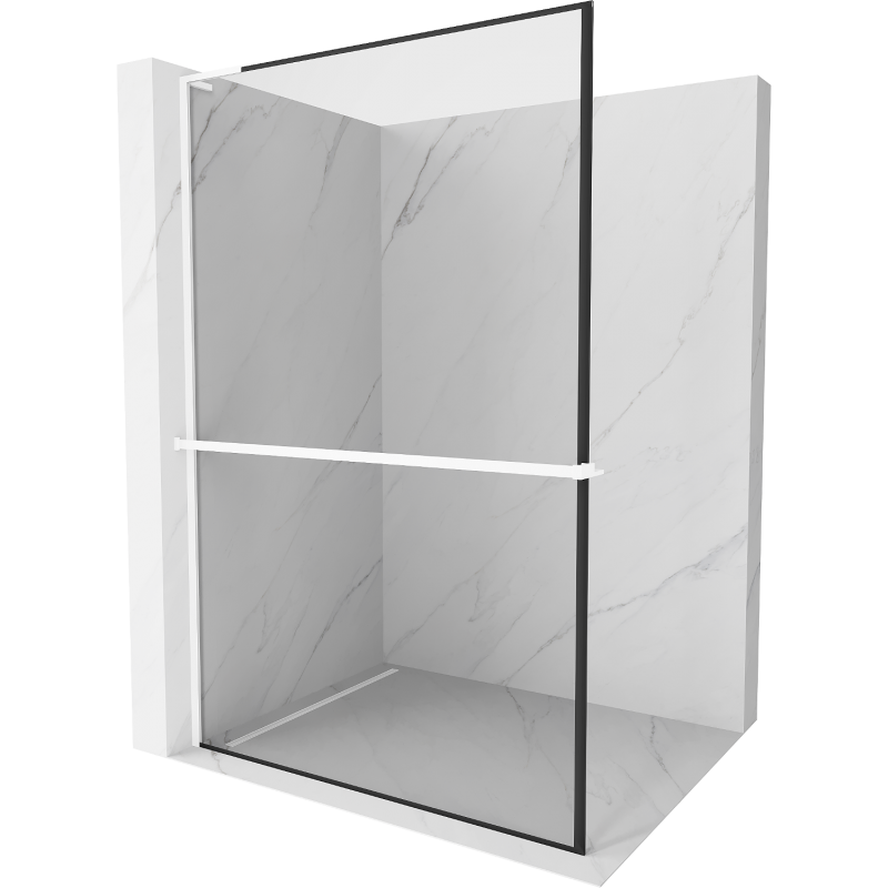 Mexen Kioto+ L sprchová stěna s poličkou Walk-in 50 x 200 cm, černý rám, bílá - 800-050-123-20-70